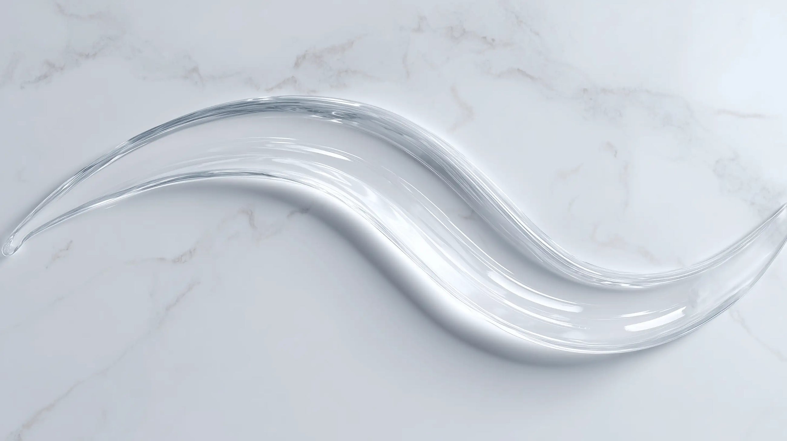 Clear oil-free hydrating gel swatch on white marble showing lightweight water-gel texture