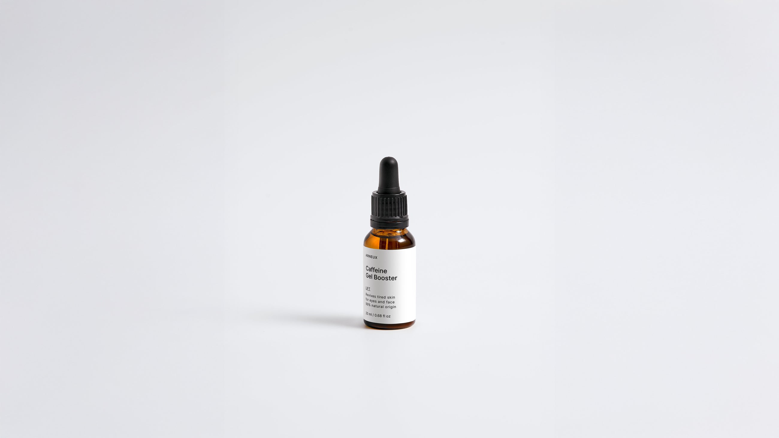 Arneux LIFT caffeine gel booster amber dropper bottle, front label on white background
