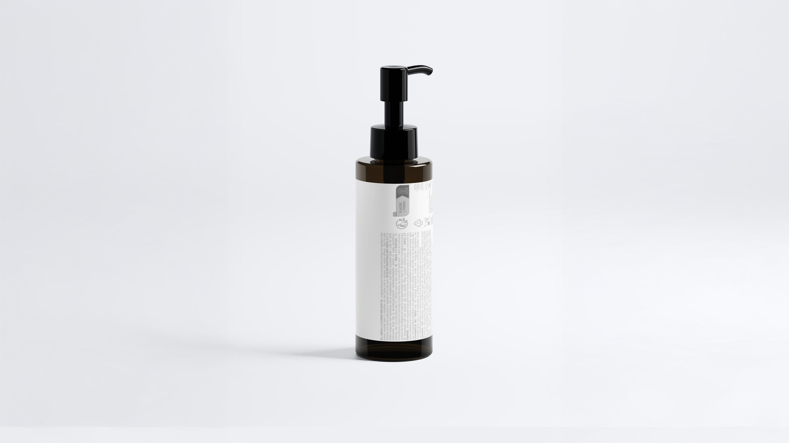 NOURISH omega 6-9 body oil bottle back label and side view on white background