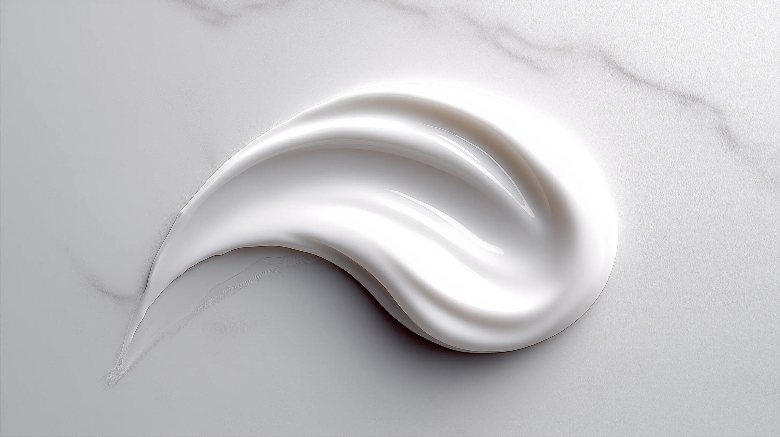 Sensitive skin overnight cream soft texture swatch on white marble, lightweight creamy consistency