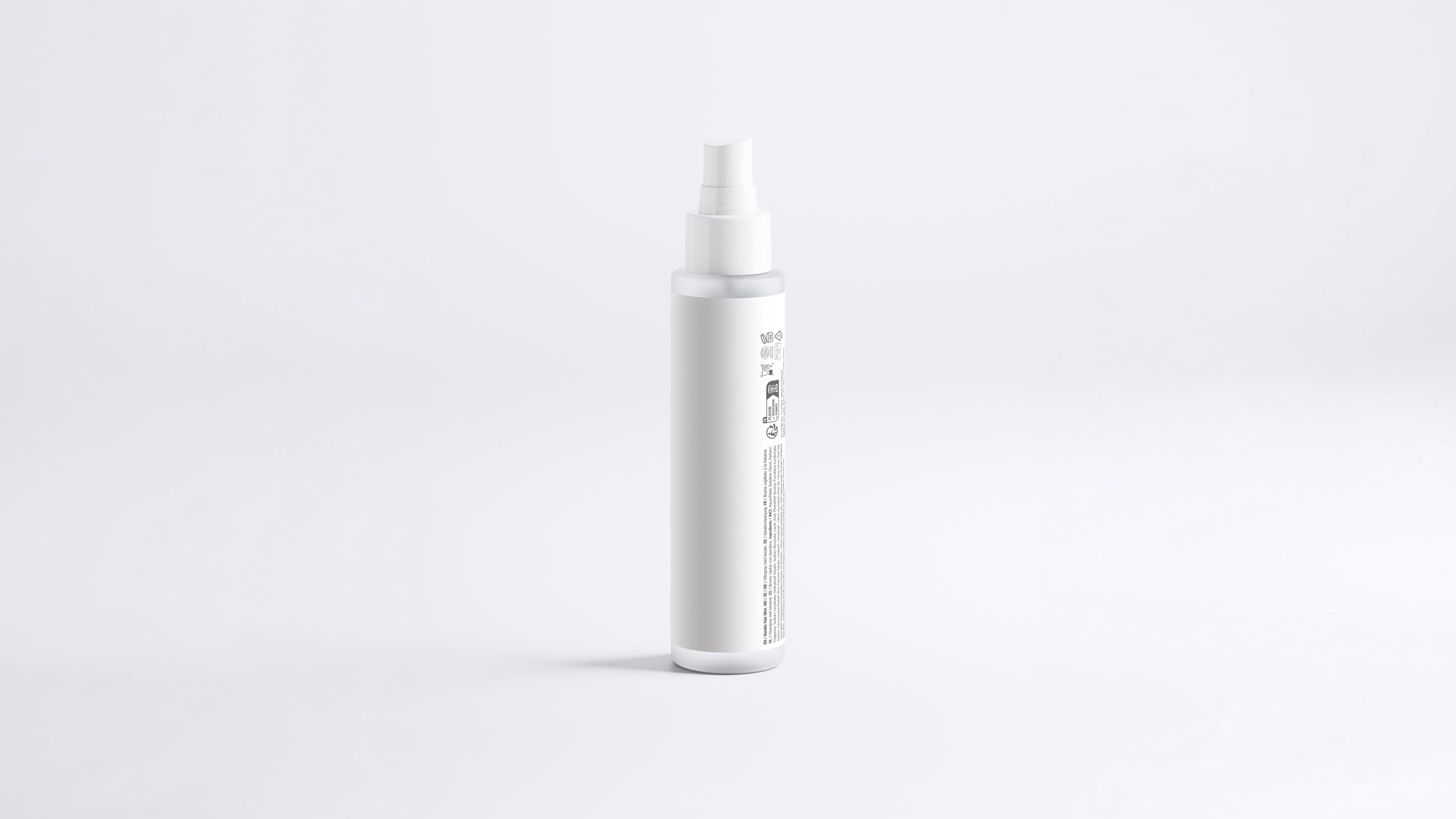 TAME keratin leave-in hair mist slim spray bottle, side profile showing back label text