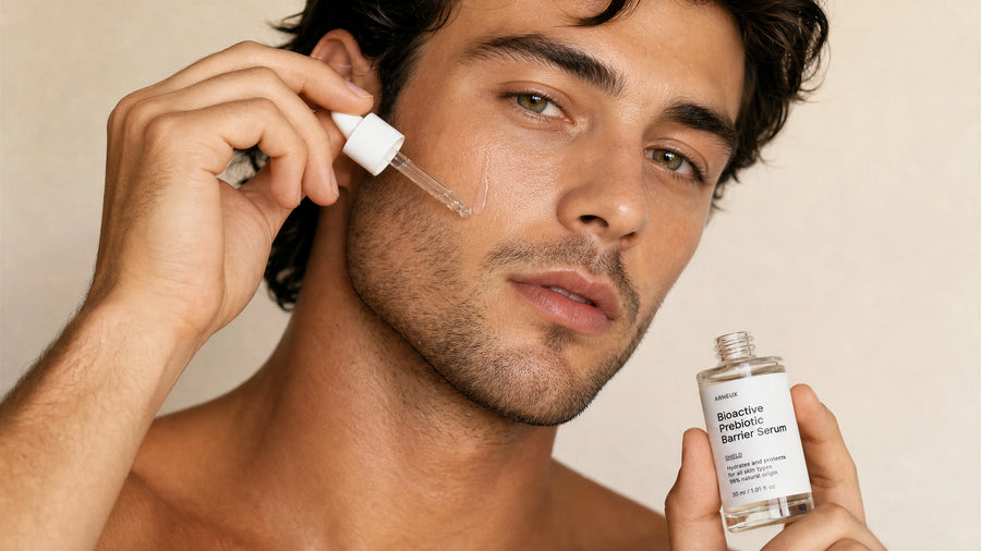  Niacinamide serum texture applied to skin for barrier and anti inflammatory benefits