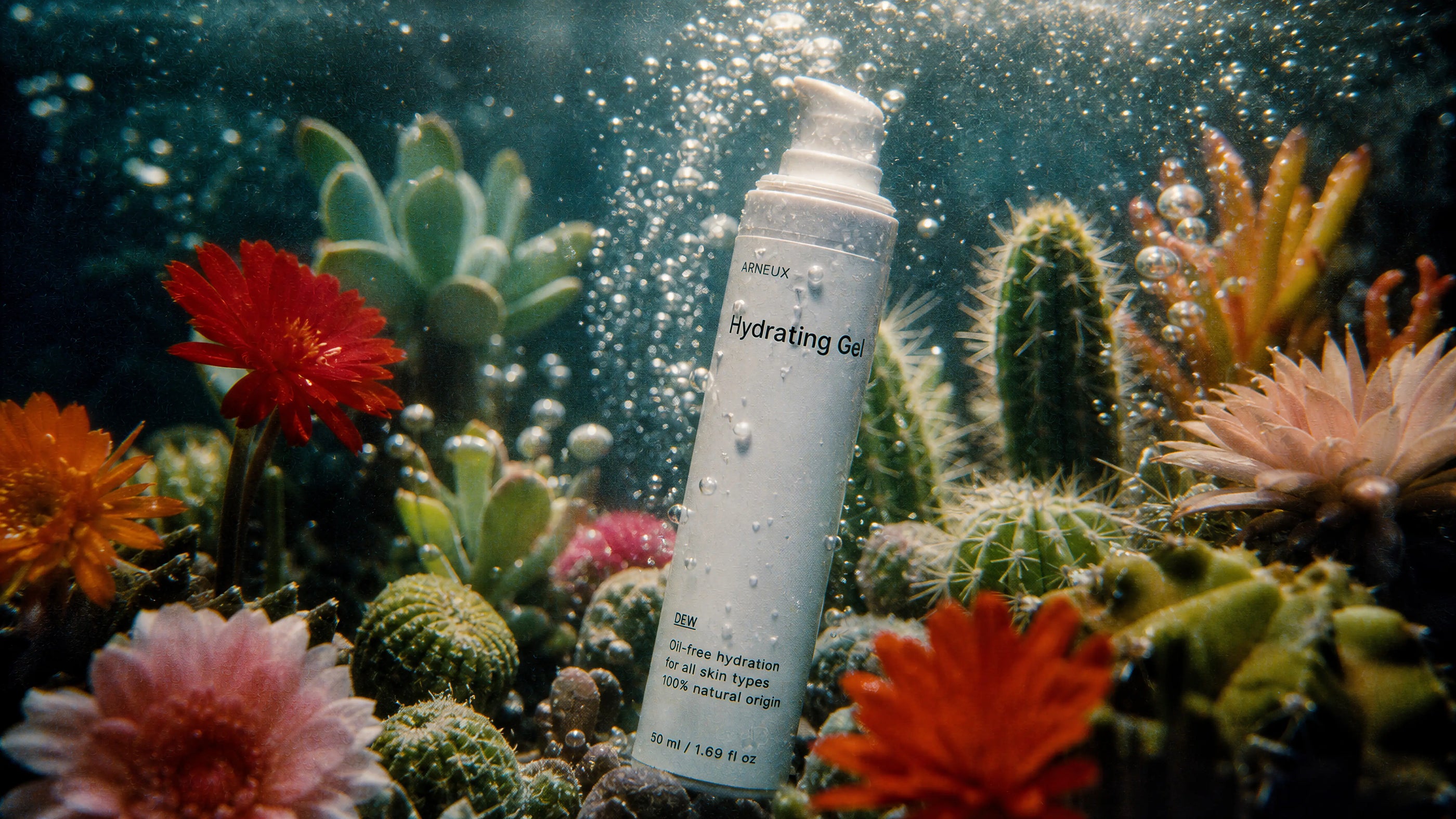 Skincare routine for dry skin with DEW moisturizer underwater