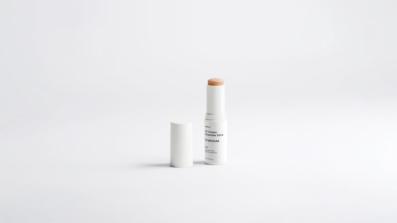 BLEND CC cream ceramide stick shade 25 Medium uncapped on white