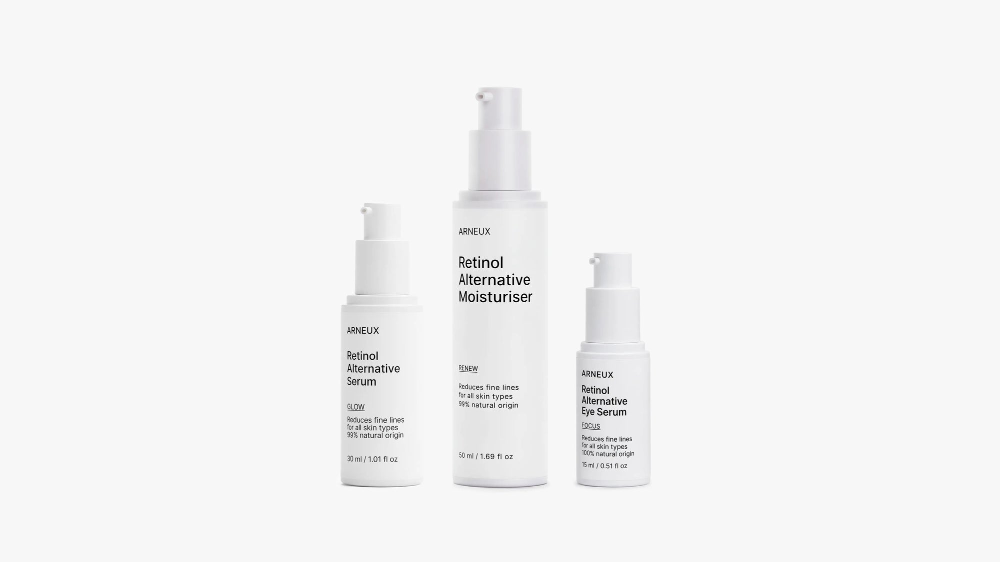 AGELESS Bakuchiol Anti-Aging Routine by ARNEUX, organic retinol alternative serum, moisturizer and eye serum