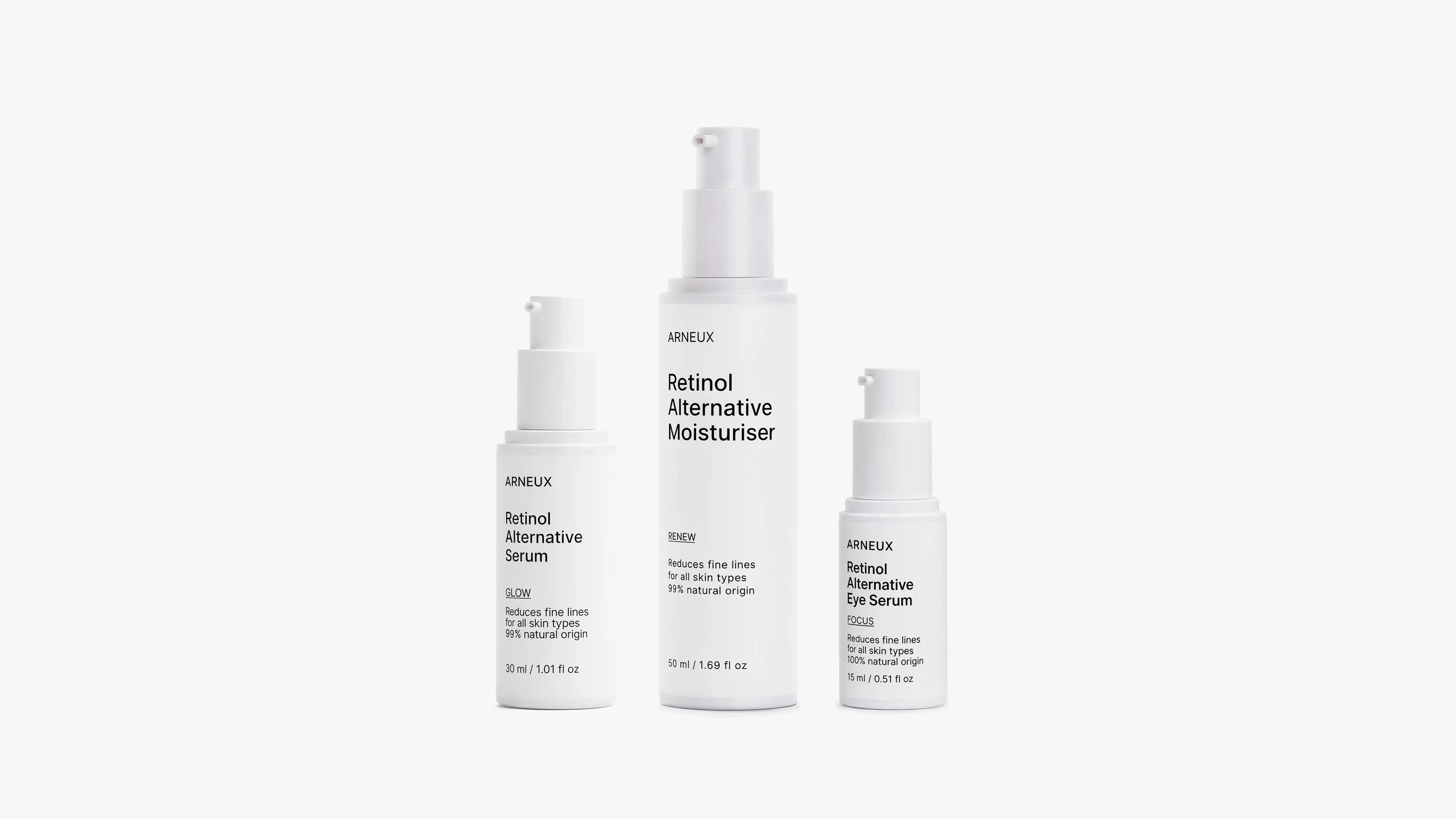 AGELESS Bakuchiol Anti-Aging Routine by ARNEUX, organic retinol alternative serum, moisturizer and eye serum