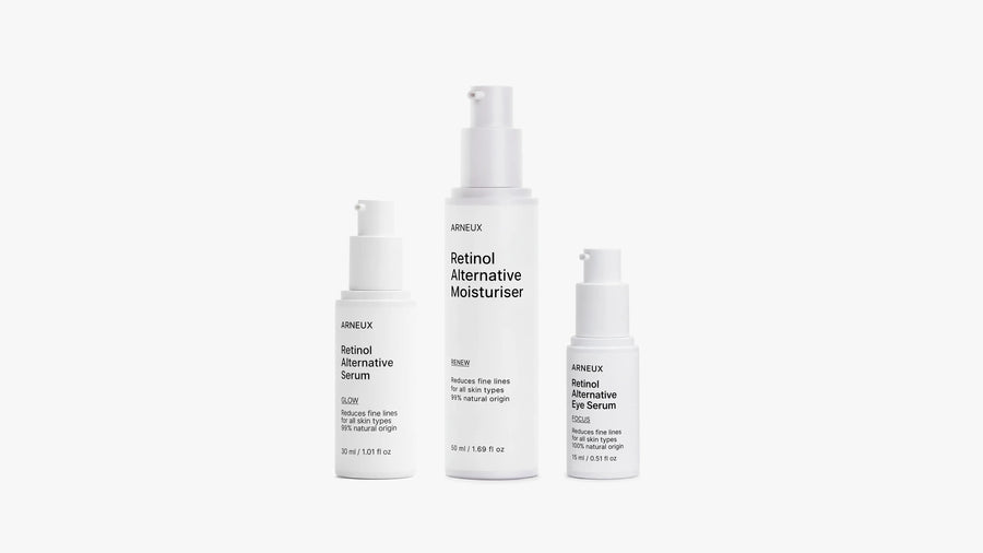 AGELESS Bakuchiol Anti-Aging Routine by ARNEUX, organic retinol alternative serum, moisturizer and eye serum