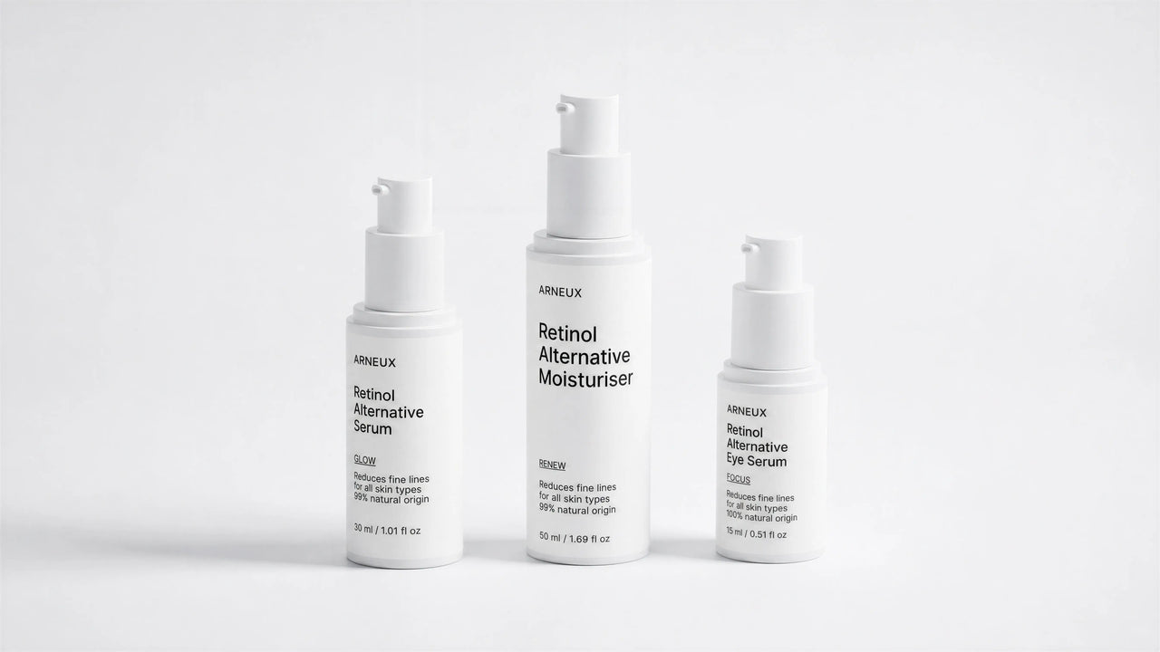 AGELESS Bakuchiol Anti-Aging Routine by ARNEUX, organic retinol alternative serum, moisturizer and eye serum