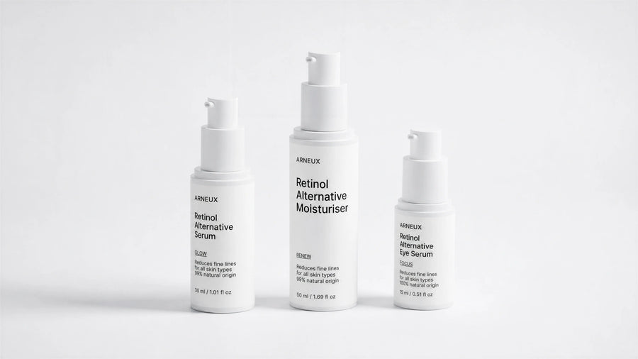 AGELESS Bakuchiol Anti-Aging Routine by ARNEUX, organic retinol alternative serum, moisturizer and eye serum