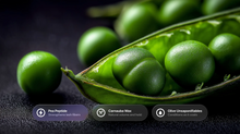 Peas with pea peptide, carnauba wax and olive unsaponifiables ingredient callouts