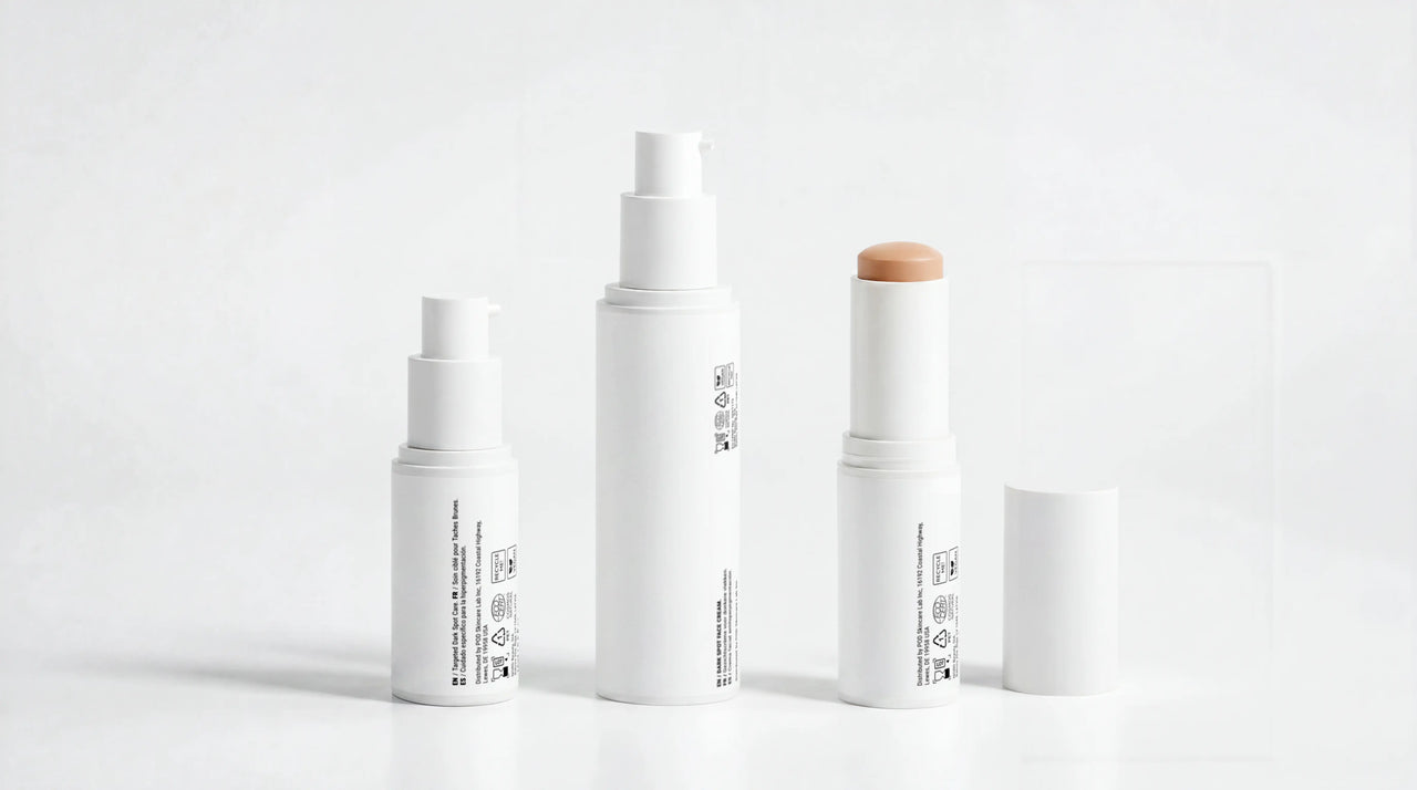 ARNEUX BALANCE organic dark spot routine, CORRECT, EVEN and BLEND on white background, COSMOS certified