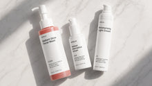 ARNEUX BEGIN organic daily skincare routine products on soft surface, COSMOS certified