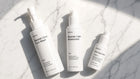 ARNEUX CLARIFY organic acne and blemish care routine on soft surface, kojic acid treatment, COSMOS certified