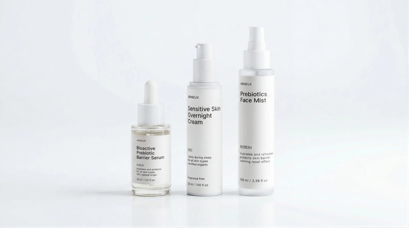 FORTIFY Skin Barrier Routine by ARNEUX, organic prebiotic serum, fragrance free overnight cream and hydrating mist