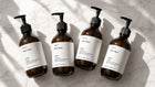 ARNEUX INDULGE organic body wash collection lifestyle shot, COSMOS certified shower routine