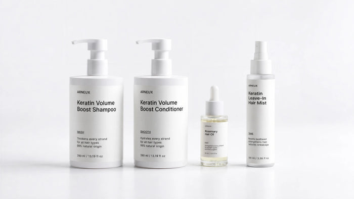 RESTORE Keratin and Rosemary Hair System by ARNEUX, organic sulfate-free shampoo, conditioner and hair care set