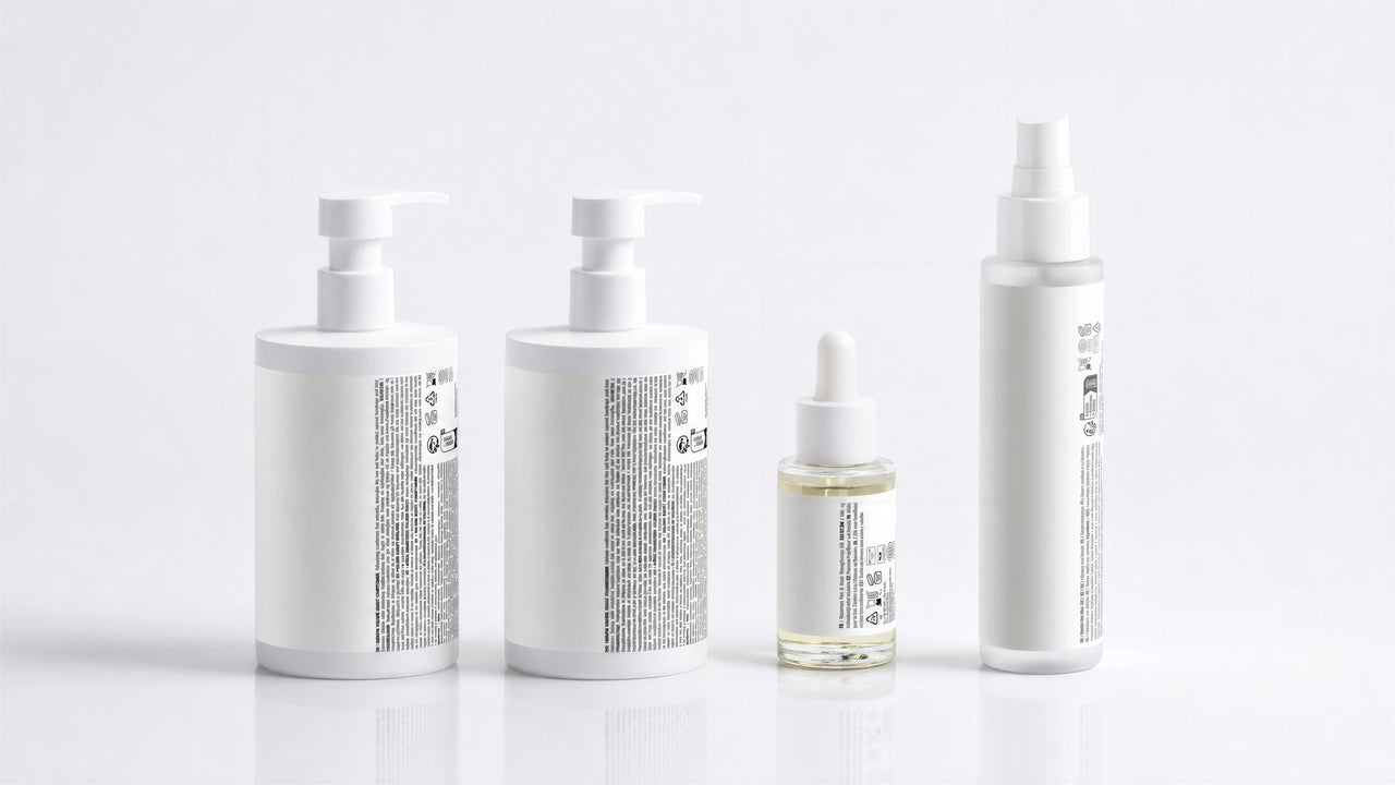 Complete ARNEUX RESTORE organic keratin hair routine, four full-size products on white background