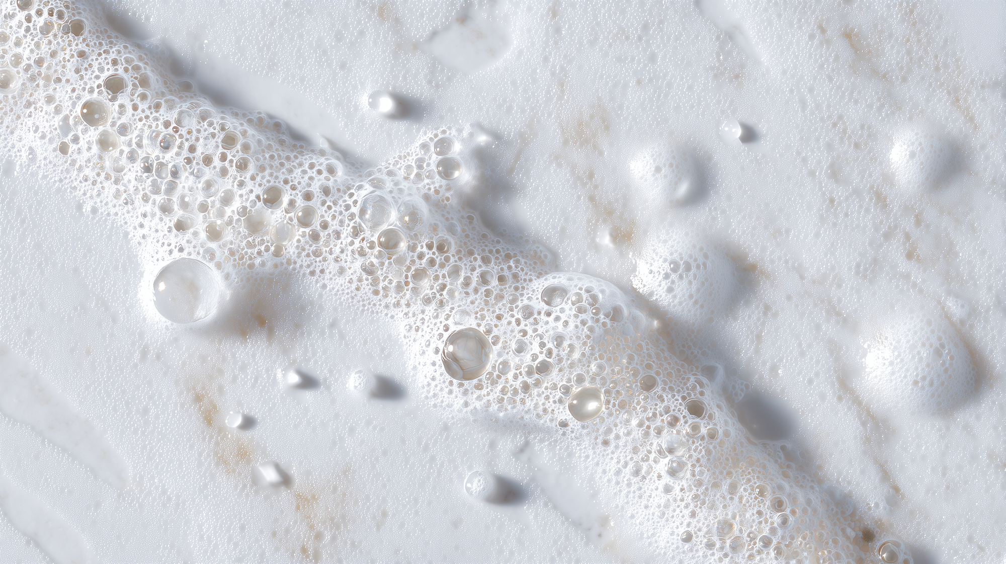 Sulfate-free shampoo lather close-up from ARNEUX RESTORE organic keratin hair system