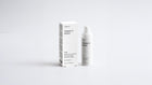 AURA vitamin C serum bottle and box packaging set on grey background