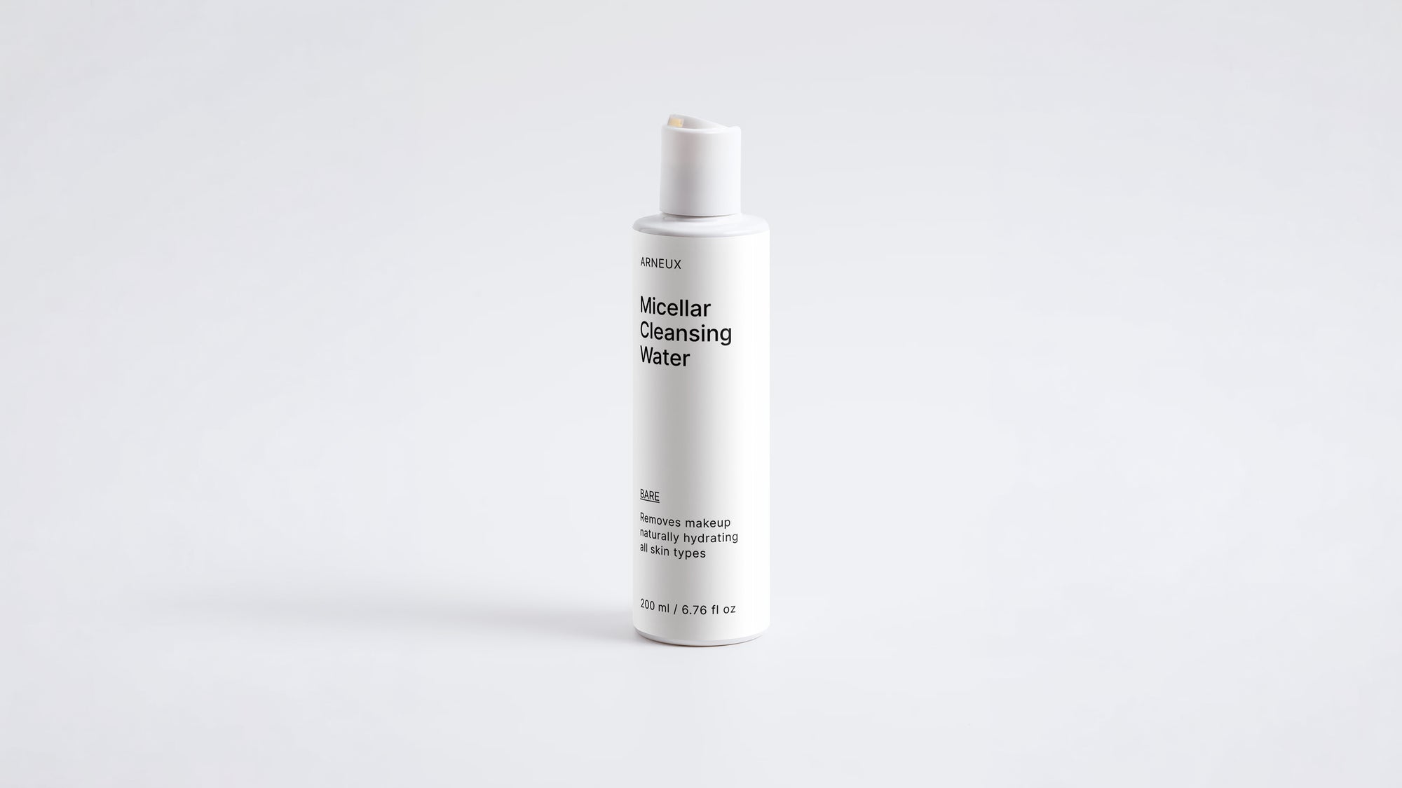 Arneux BARE micellar cleansing water 200ml bottle, front label, white background