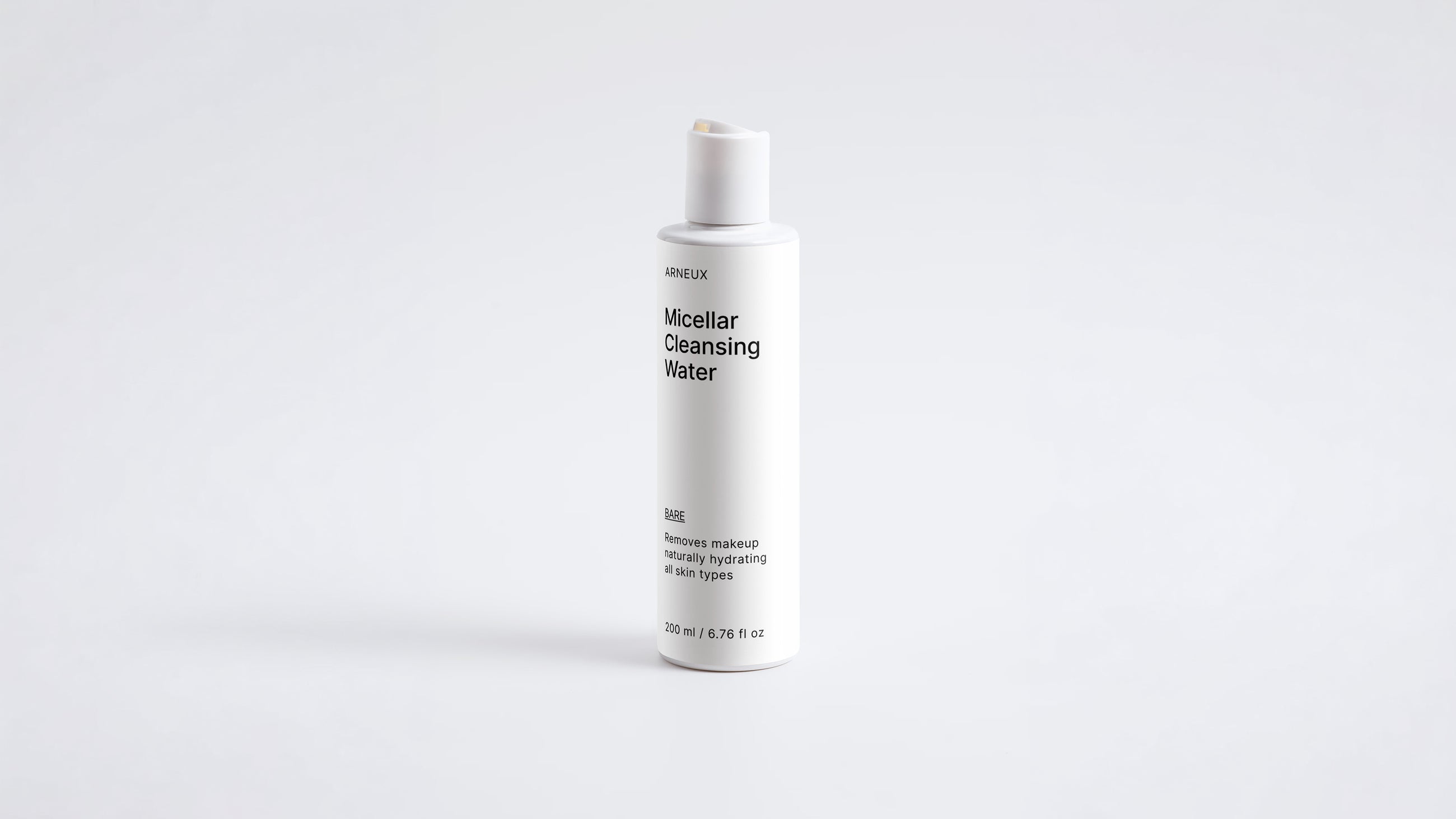 Arneux BARE micellar cleansing water 200ml bottle, front label, white background