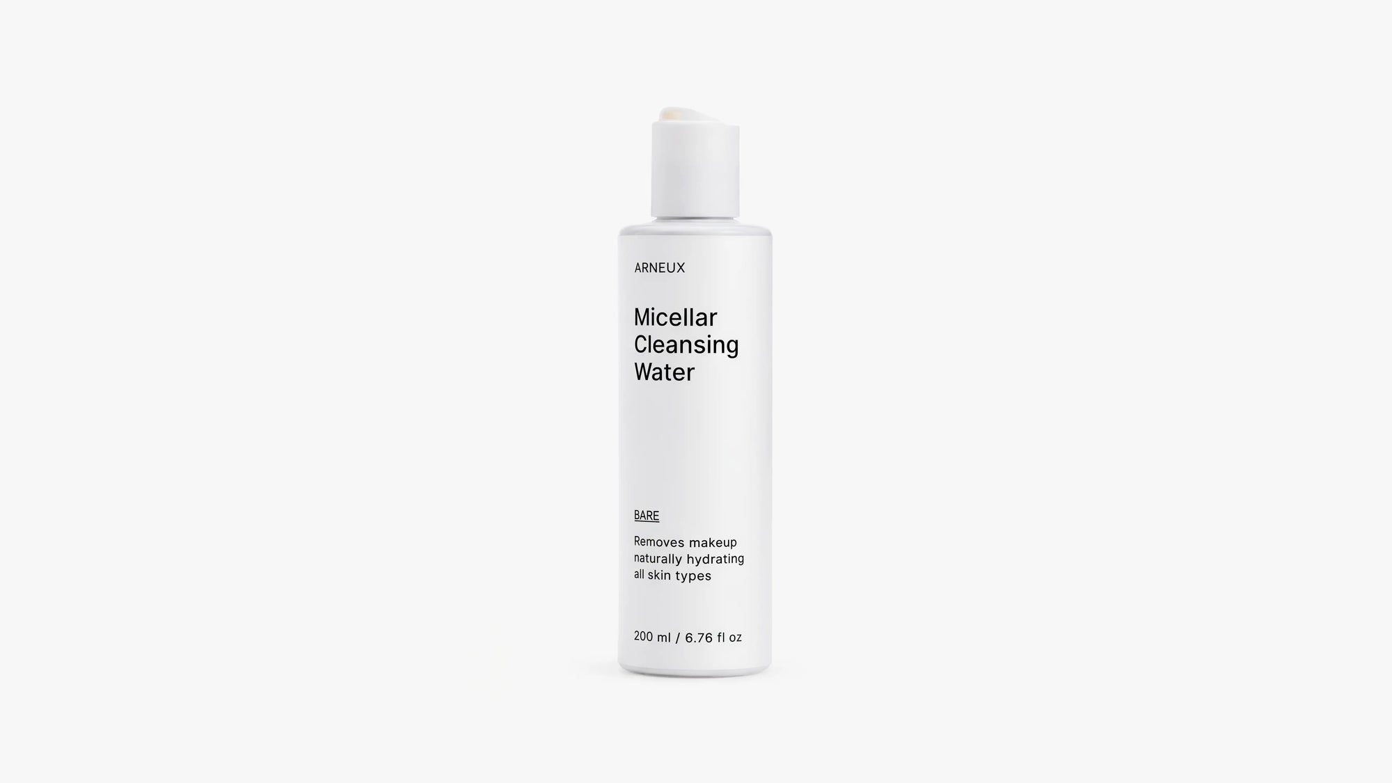 Arneux BARE micellar cleansing water 200ml bottle, front label, white background