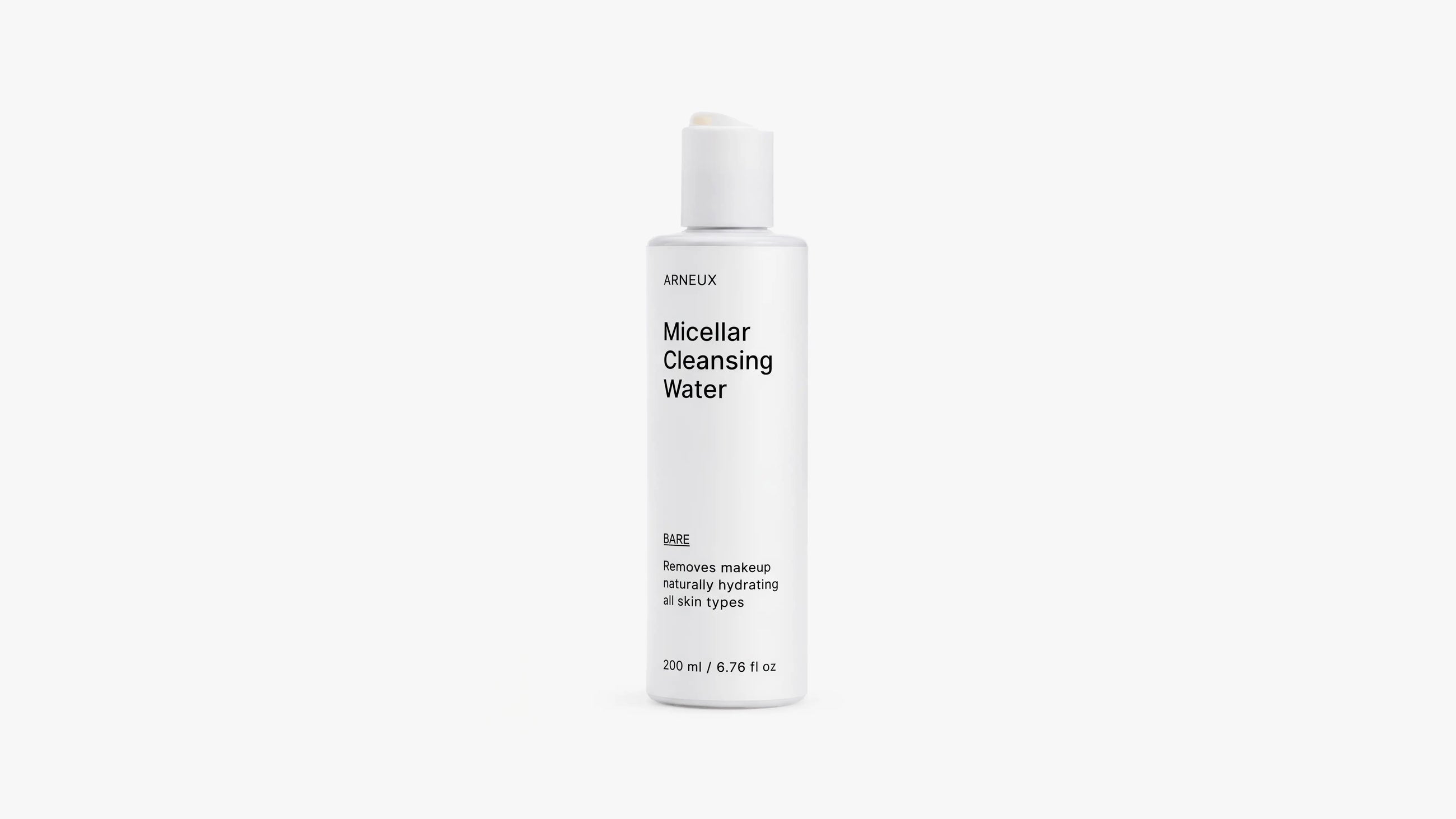 Arneux BARE micellar cleansing water 200ml bottle, front label, white background
