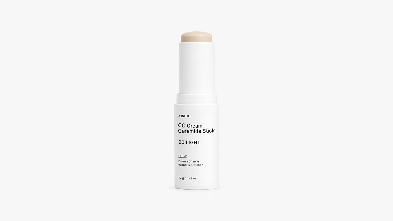 Arneux BLEND CC cream ceramide stick shade 20 Light extended with cap on grey background