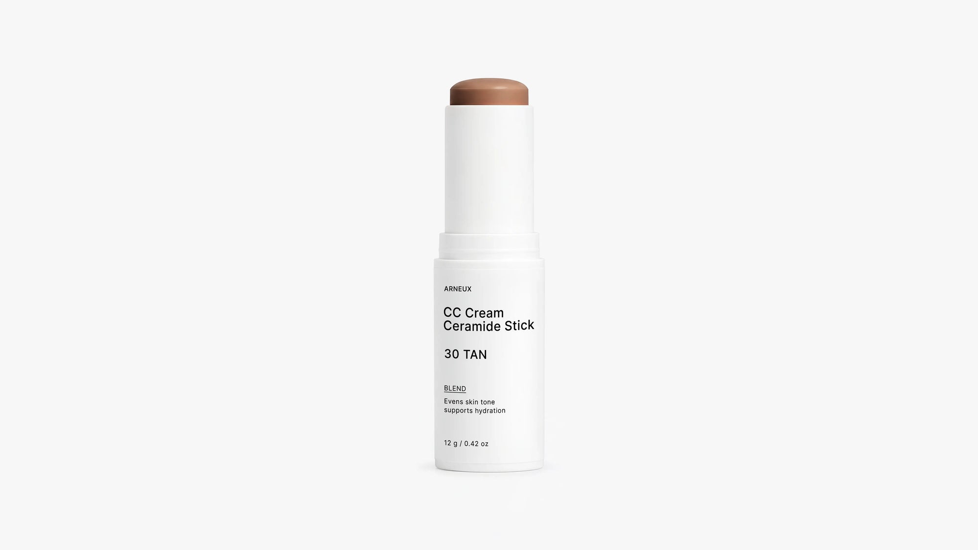 BLEND CC cream ceramide stick shade 30 Tan uncapped on white