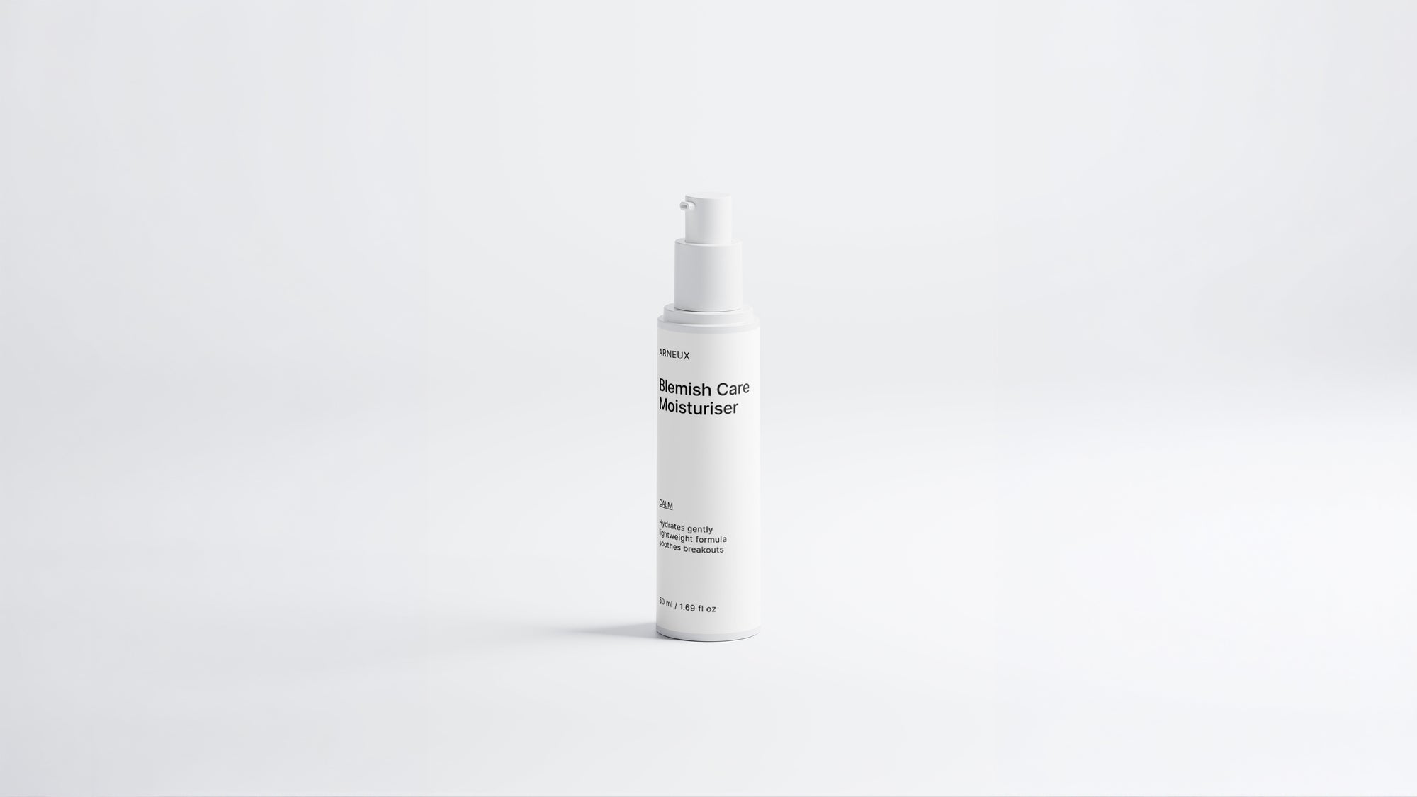 Arneux CALM blemish care moisturizer pump bottle, front label on white background