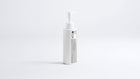 CLEAR blemish care face wash pump bottle, side profile view on grey background