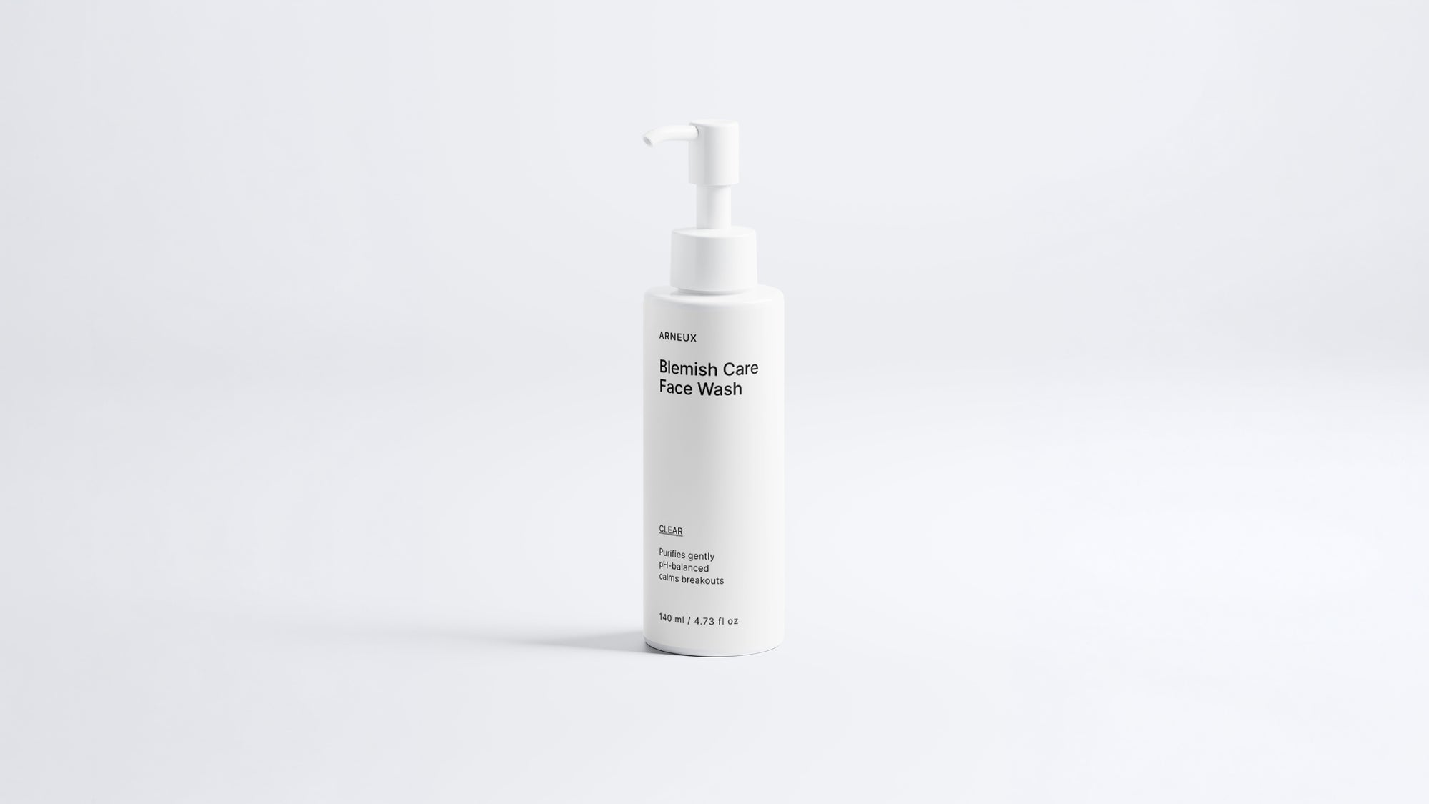 Arneux CLEAR blemish care face wash pump bottle, front label on white background