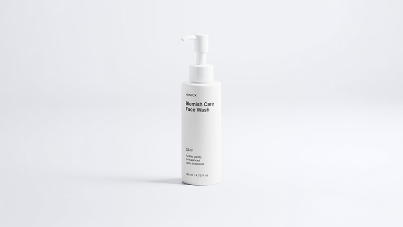 Arneux CLEAR blemish care face wash pump bottle, front label on white background