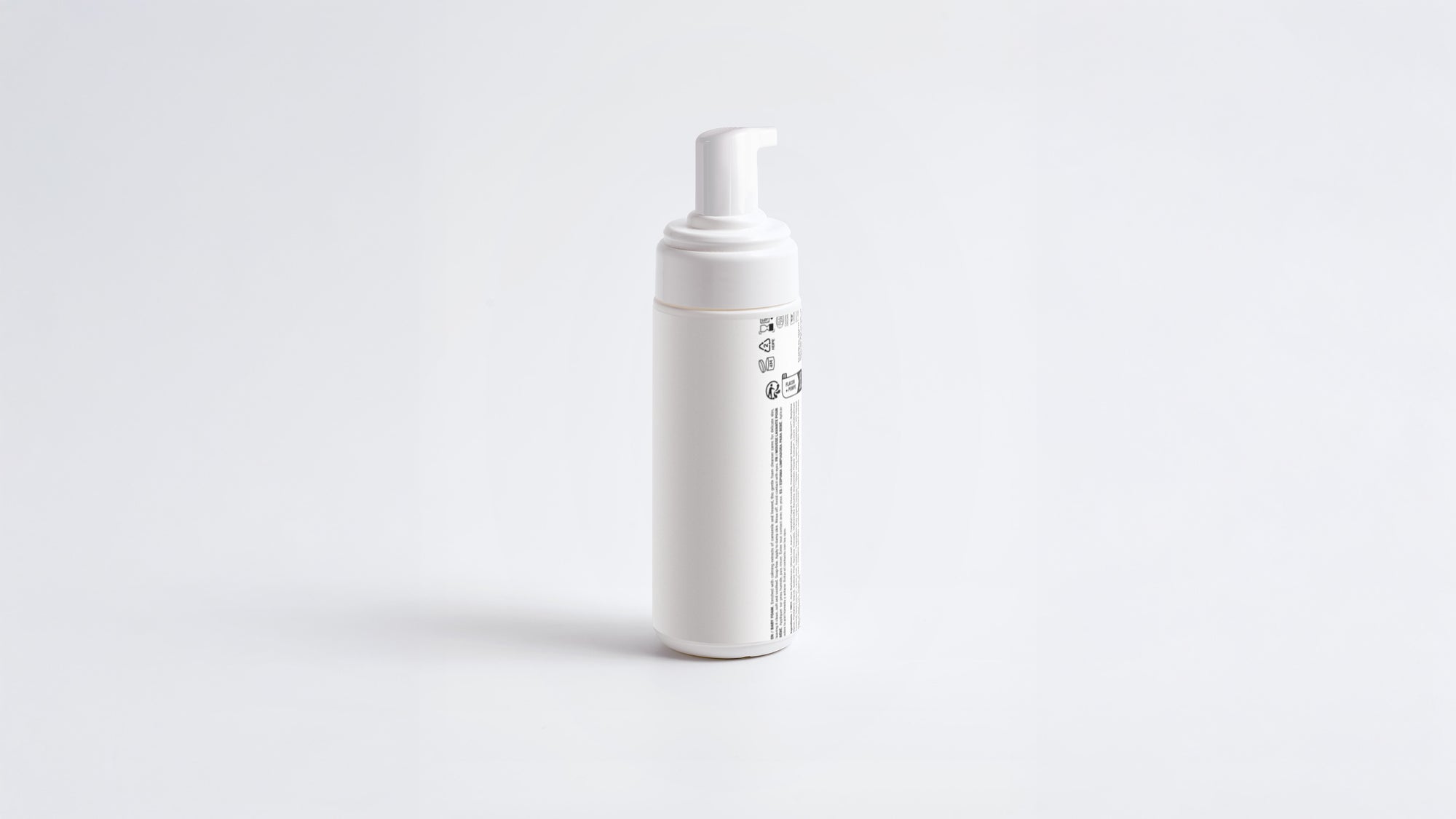 CLOUD foaming baby wash pump bottle back label and side view on white background