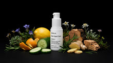 CORRECT dark spot care bottle with lemon, cucumber, edelweiss, rosemary and ginger on black