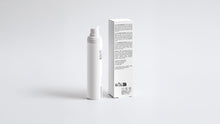 DEW hydrating gel bottle beside box, side view showing back label ingredient list