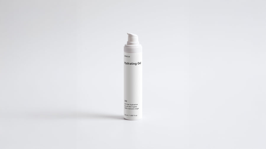 Arneux DEW hydrating gel pump bottle, front label on white background