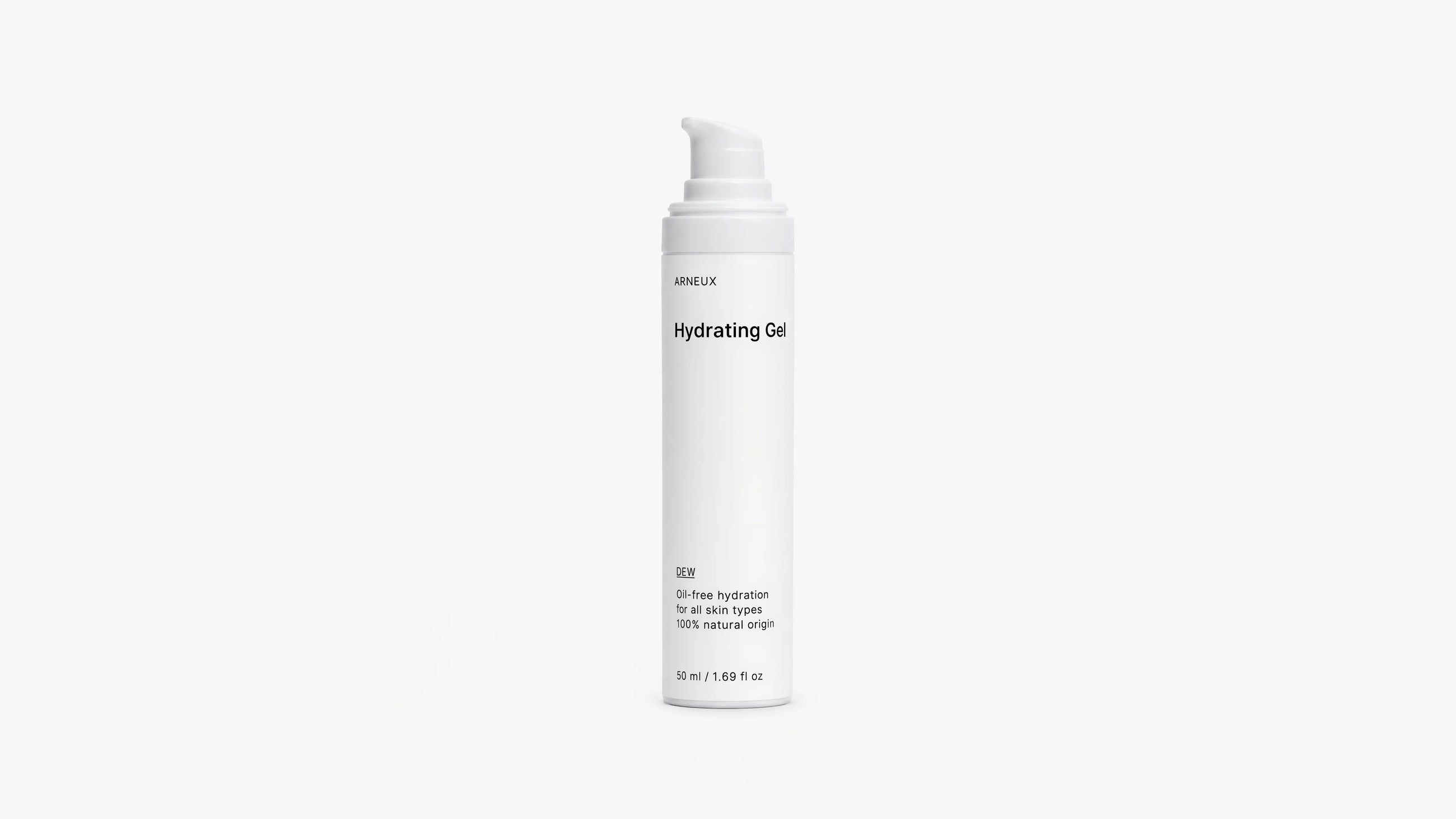 Arneux DEW hydrating gel pump bottle, front label on white background