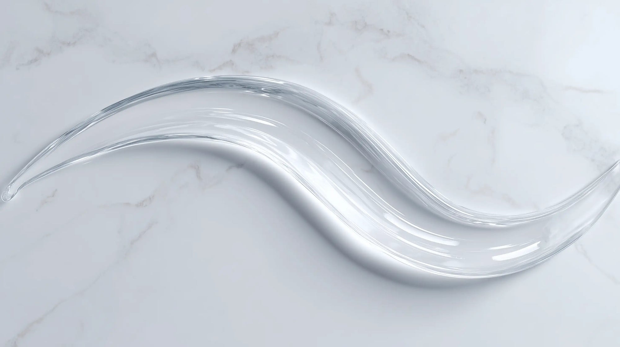 Clear oil-free hydrating gel swatch on white marble showing lightweight water-gel texture