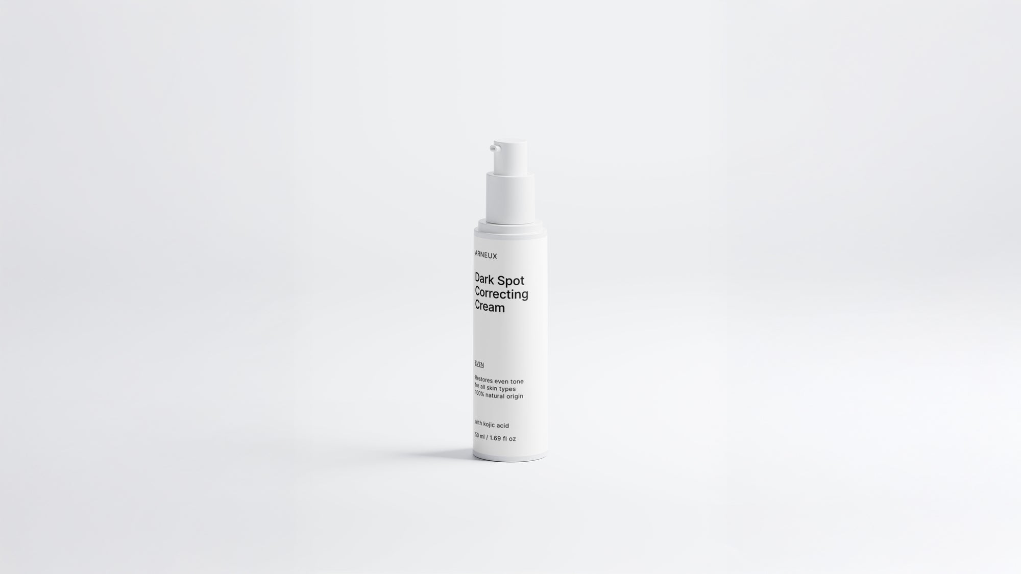 Arneux EVEN dark spot correcting cream pump bottle, front label on white background