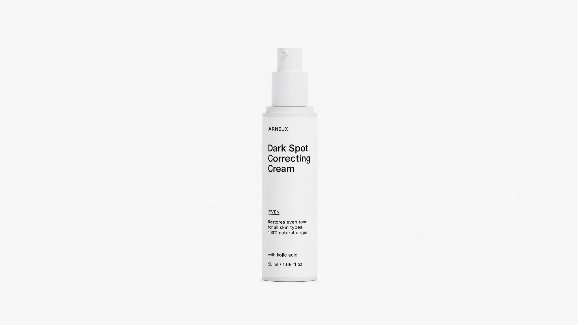 Arneux EVEN dark spot correcting cream pump bottle, front label on white background