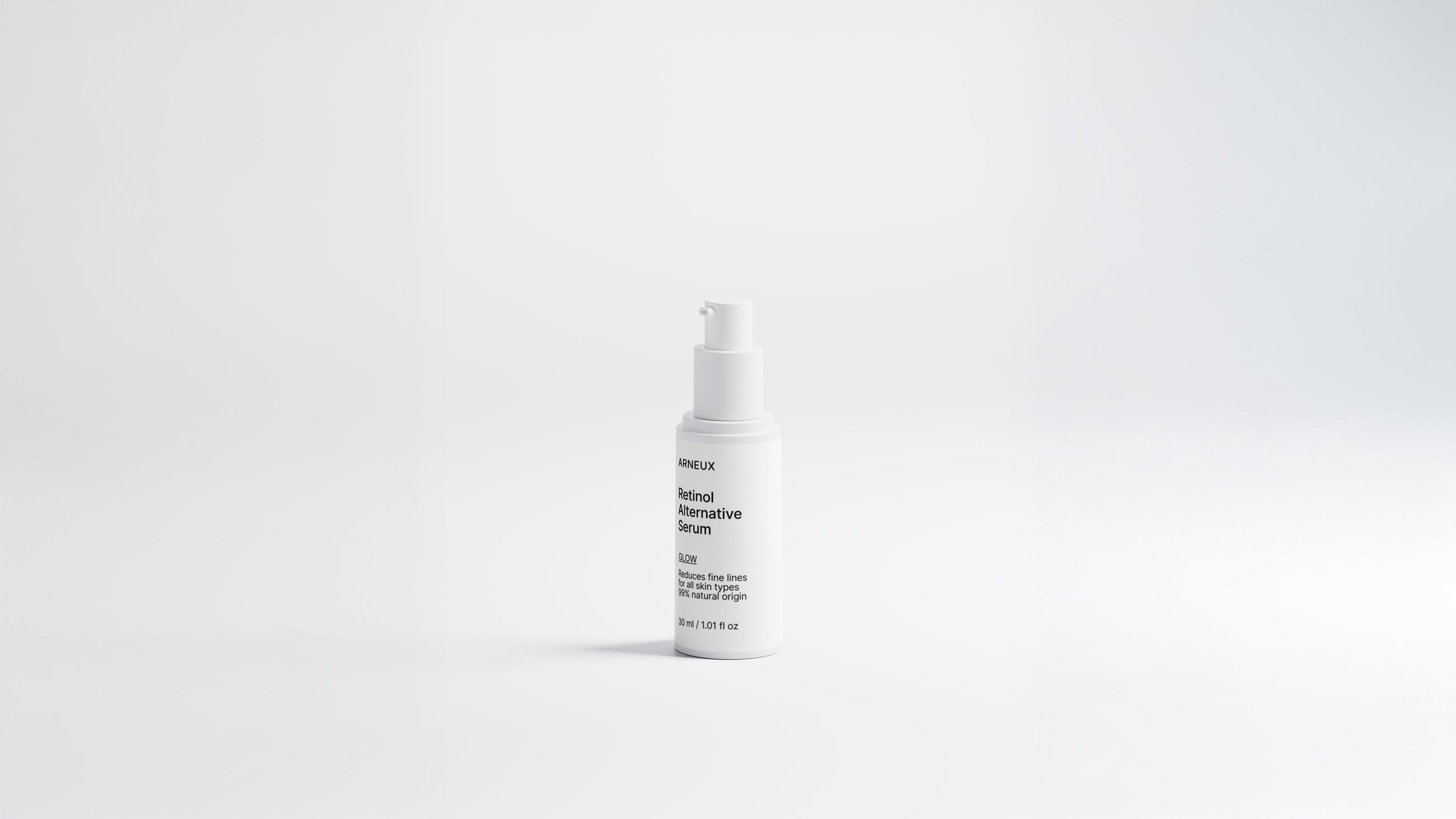 Arneux GLOW retinol alternative serum pump bottle, front label on white background