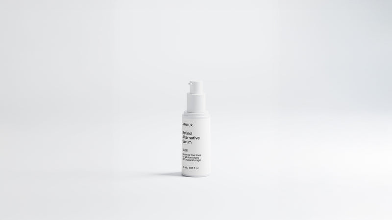 Arneux GLOW retinol alternative serum pump bottle, front label on white background