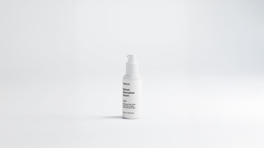 Arneux GLOW retinol alternative serum pump bottle, front label on white background