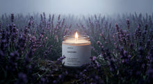 Arneux LAVENDER travel candle burning in purple lavender field, natural soy wax travel candles category