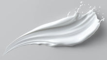 Lightweight hydrating body lotion cream swiped on grey surface, smooth non-greasy texture