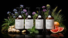 LATHER body wash all four scents ginger grapefruit peppermint vanilla with botanicals on black