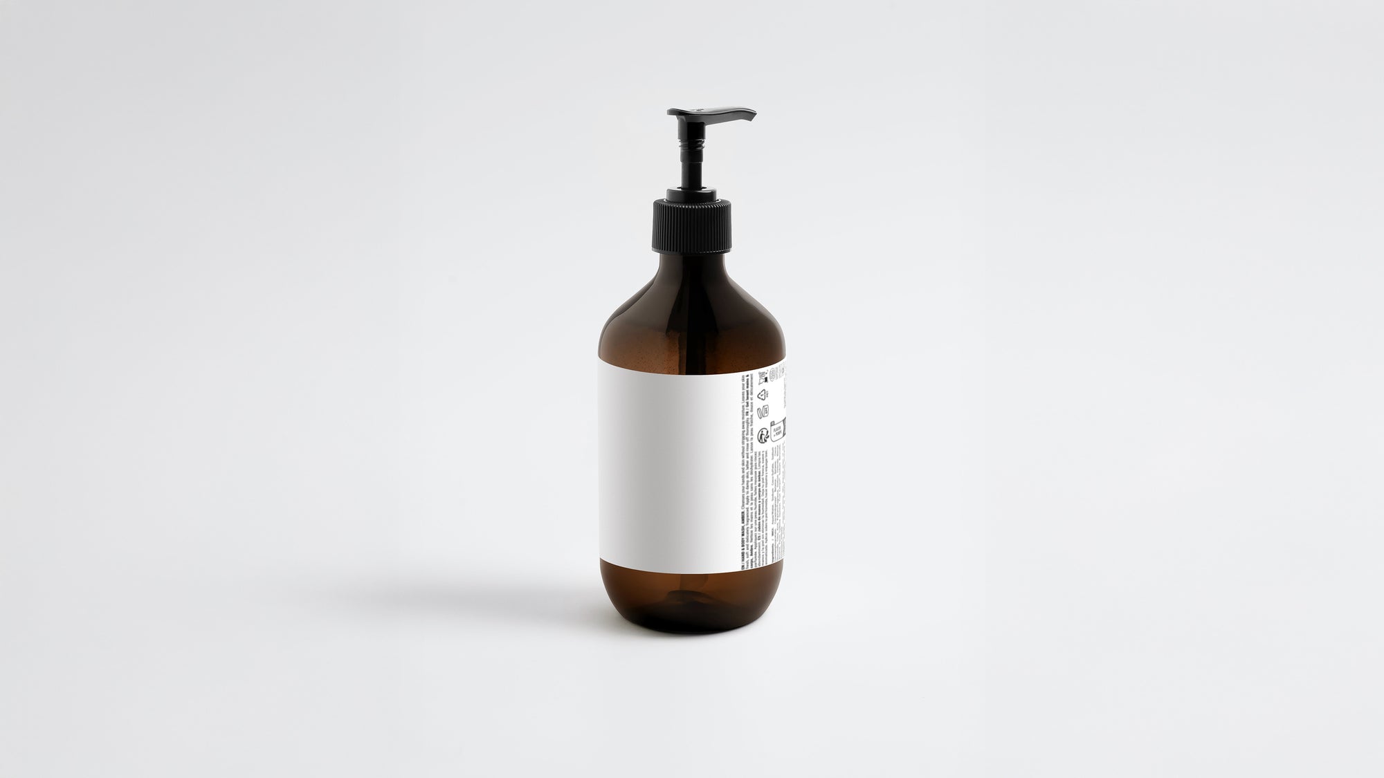 LATHER body wash amber bottle side view showing back label ingredient list