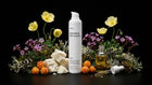 NIGHT rich cream bottle with yellow poppies, sea buckthorn berries, argan oil and shea on black