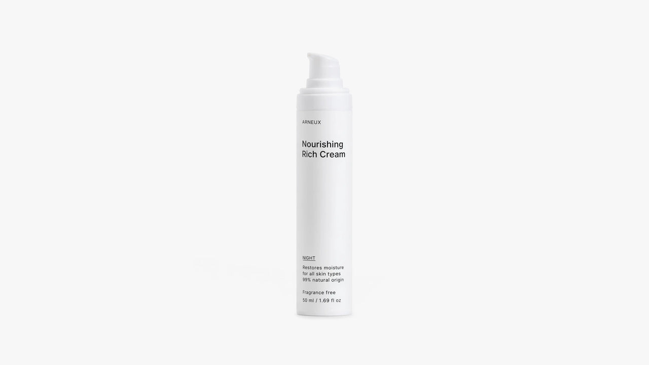 Arneux NIGHT nourishing rich cream pump bottle, front label on white background